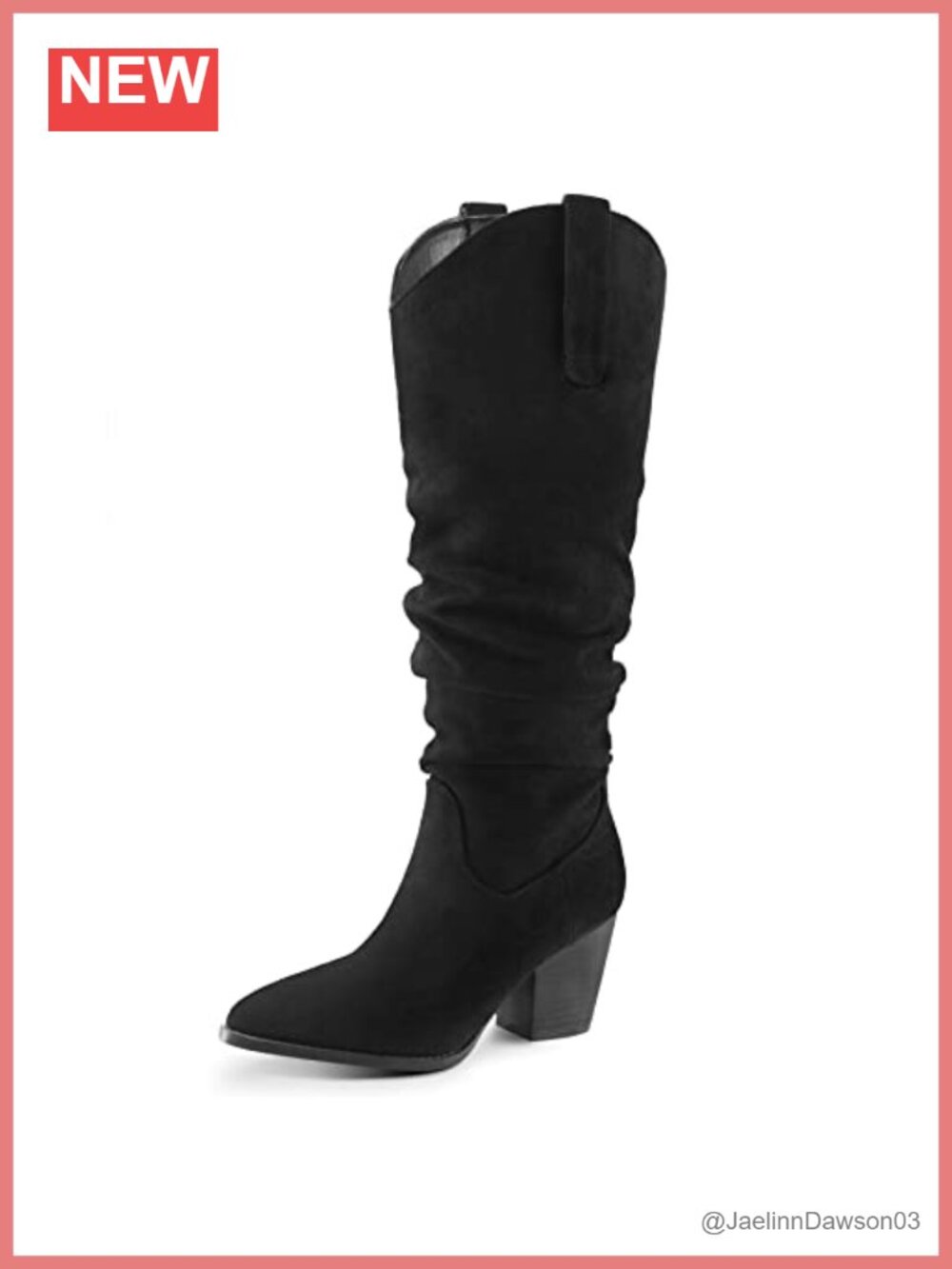 Women's Knee High Slouchy Boots Pointed Toe Faux Suede Western Boots